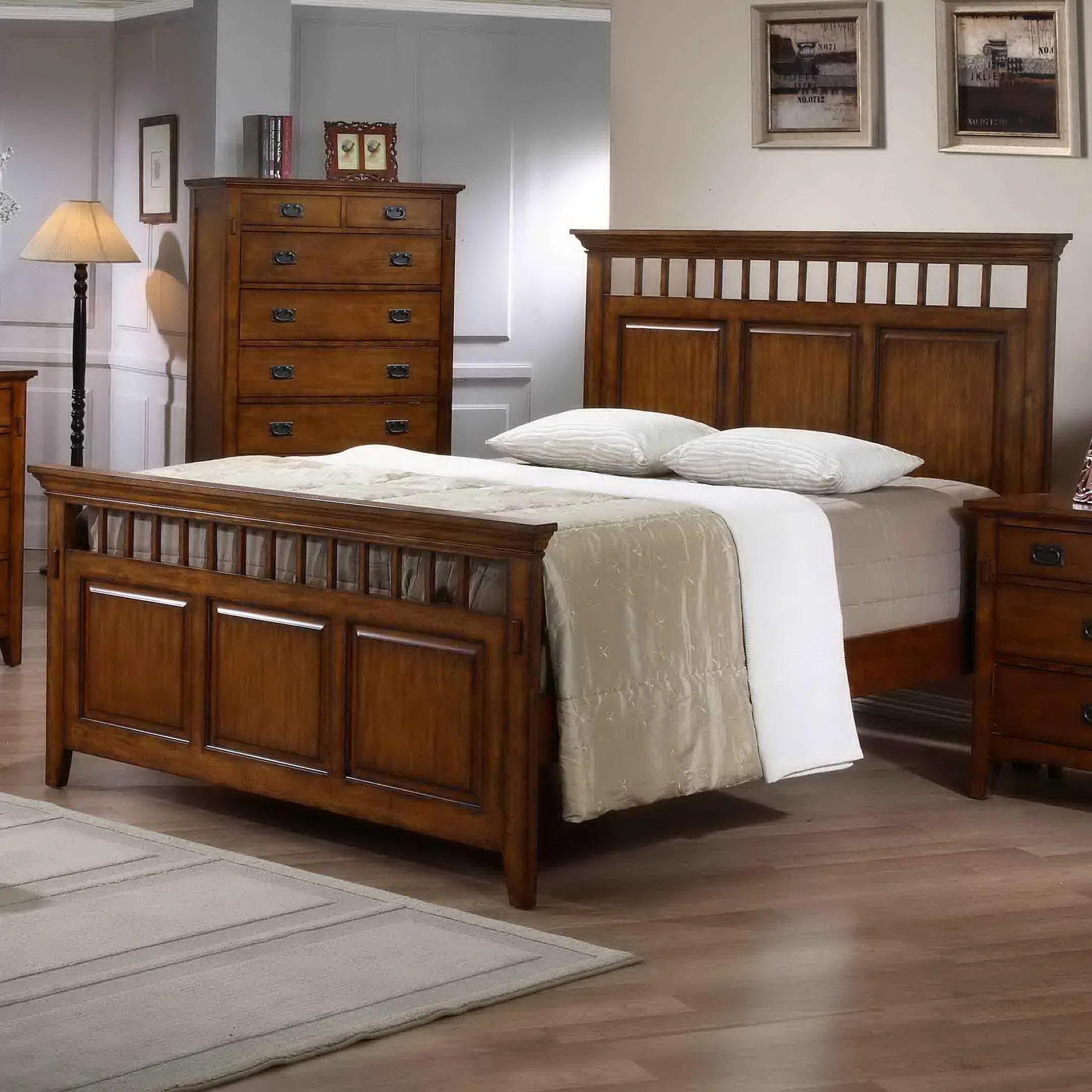 Elements International Trudy 373900Q Queen Mission Style Panel Bed ...